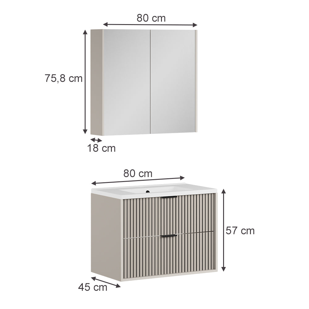 Vicco Set di mobili da bagno Cachemire 3 parti