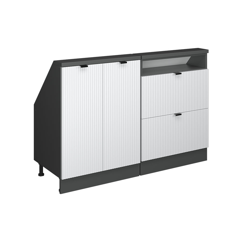 Vicco Mobile cucina sottotetto Ondulazione bianca 120 cm Set di 2