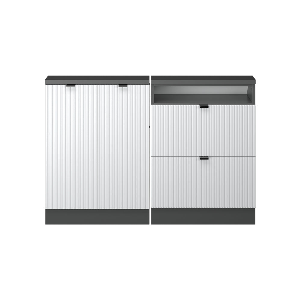 Vicco Mobile cucina sottotetto Ondulazione bianca 120 cm Set di 2