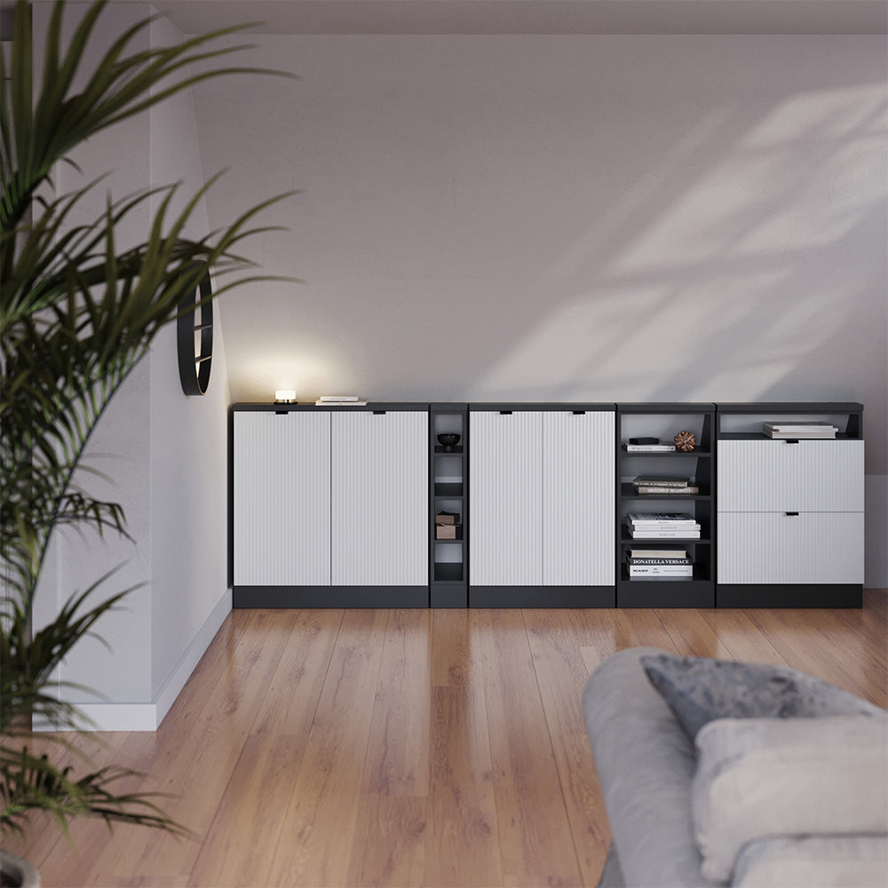 Vicco Mobile cucina sottotetto Ondulazione bianca 120 cm Set di 2
