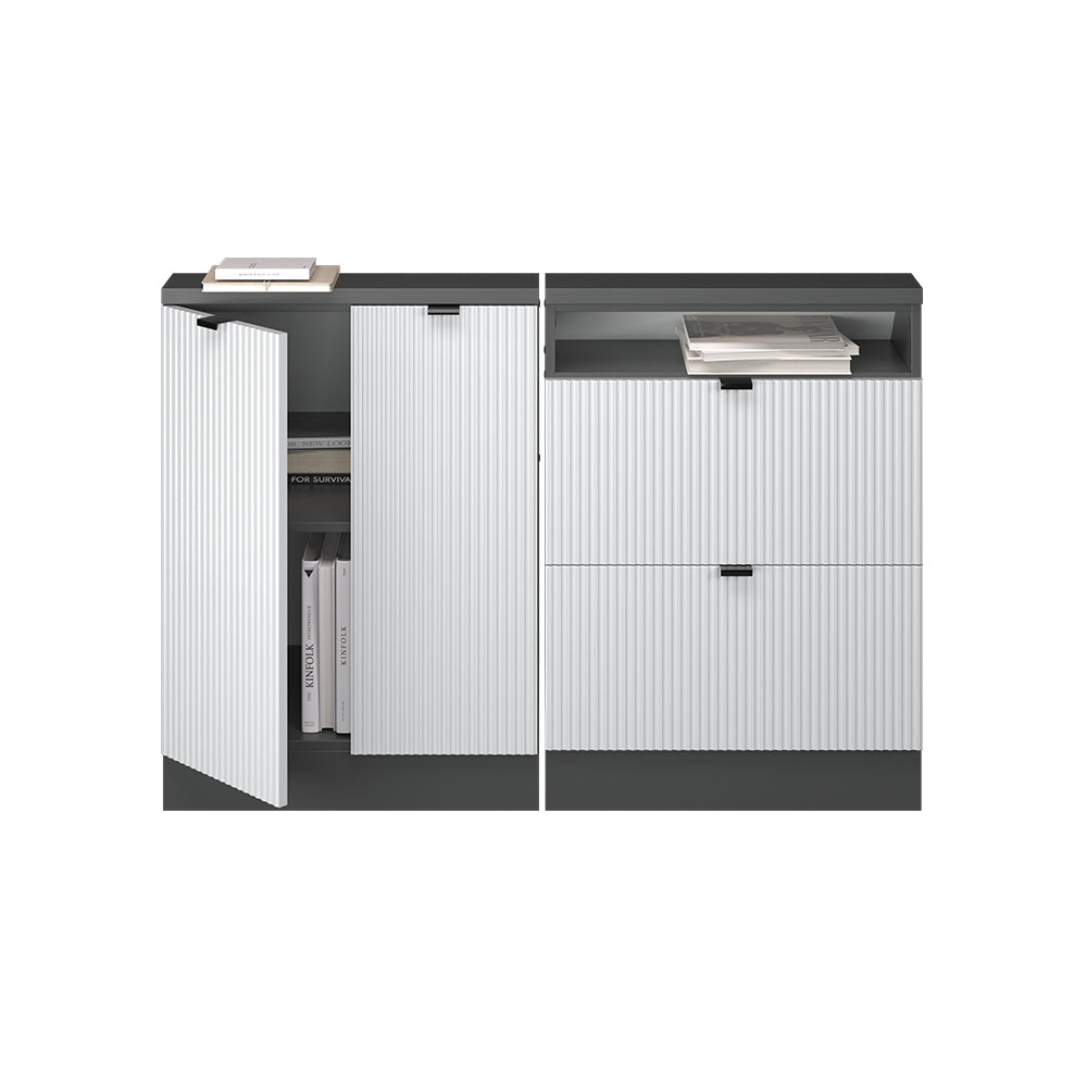 Vicco Mobile cucina sottotetto Ondulazione bianca 120 cm Set di 2