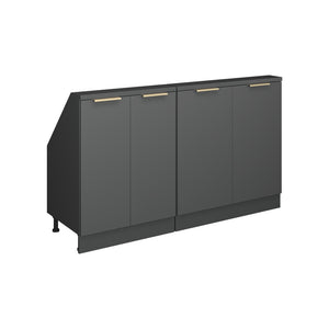Vicco Mobile cucina sottotetto Antracite-oro 140 cm Set di 2