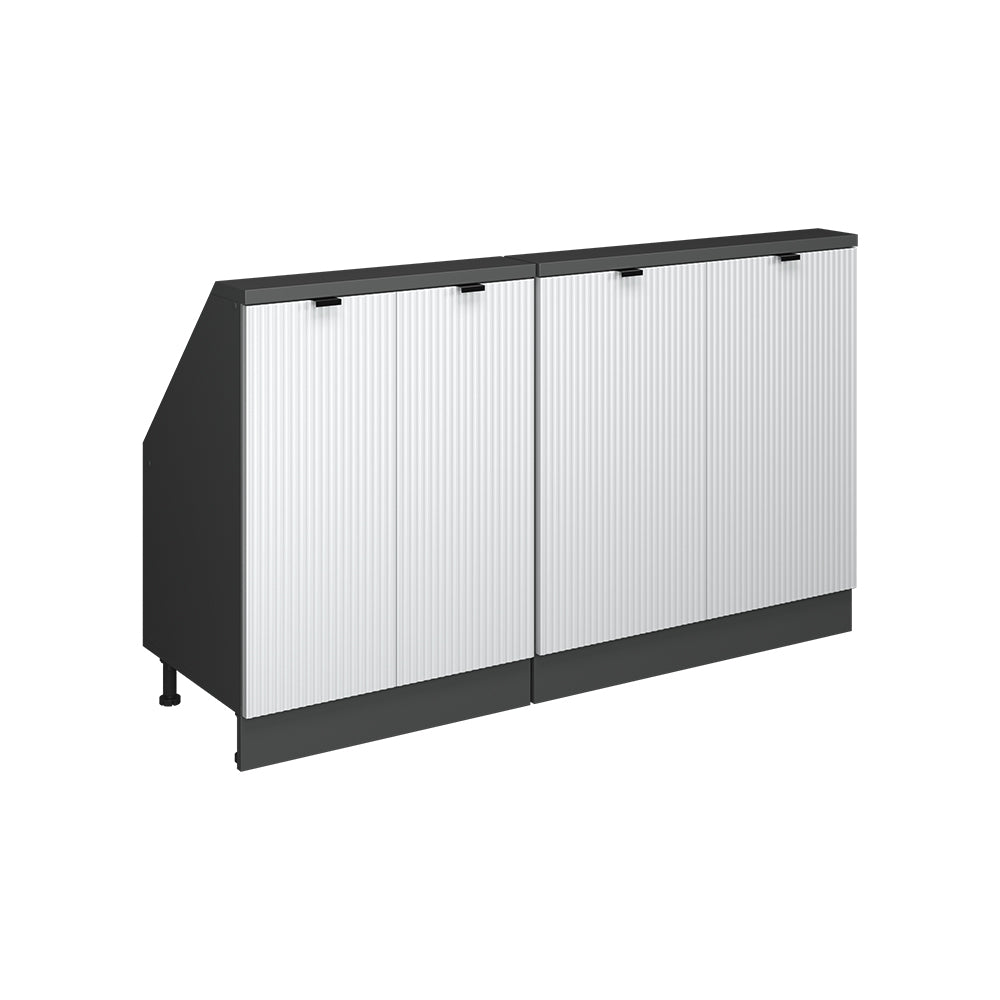 Vicco Mobile cucina sottotetto Ondulazione bianca 140 cm Set di 2