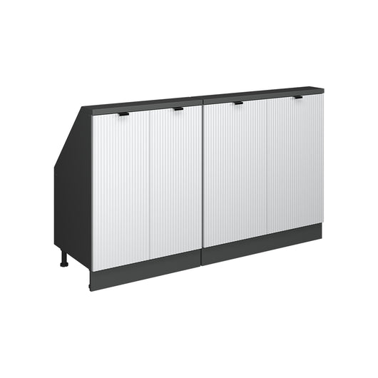 Vicco Mobile cucina sottotetto Ondulazione bianca 140 cm Set di 2