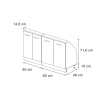 Vicco Mobile cucina sottotetto Ondulazione bianca 140 cm Set di 2