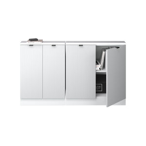 Vicco Mobile cucina sottotetto Ondulazione bianca 140 cm Set di 2