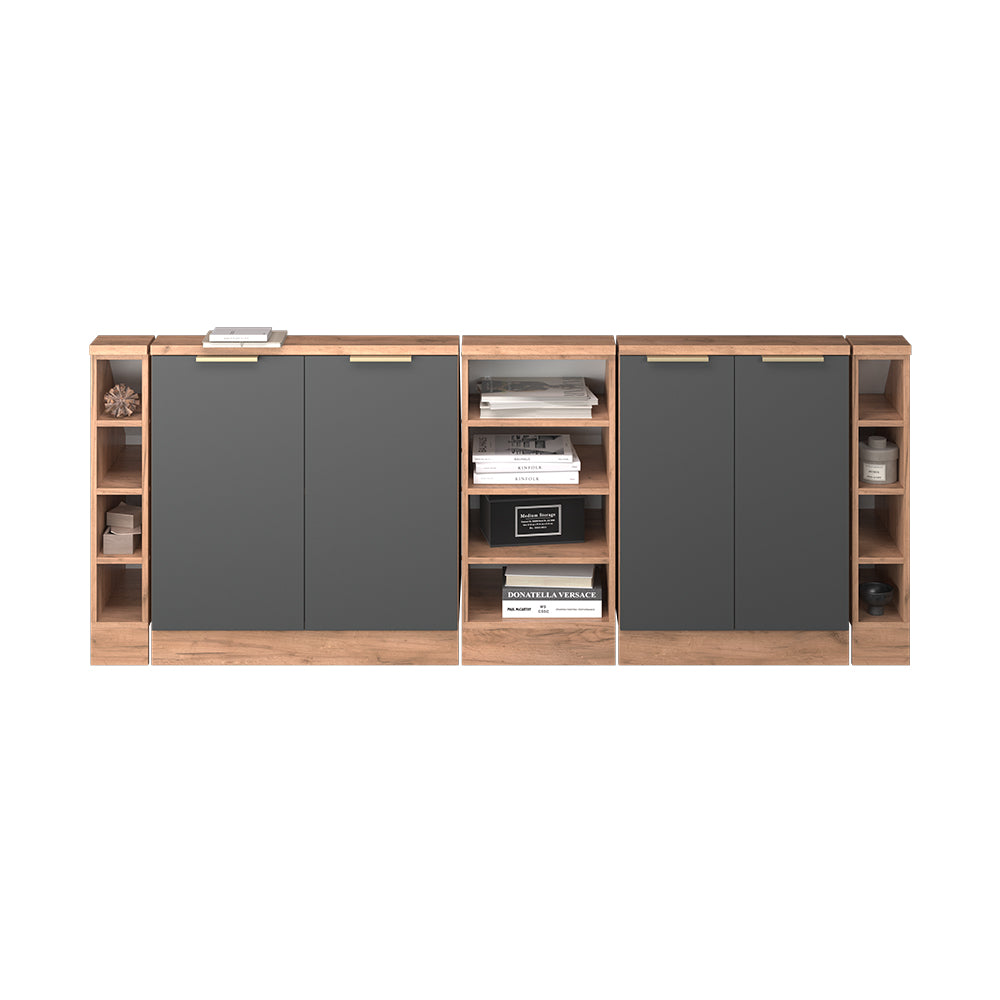 Vicco Mobile cucina sottotetto Antracite oro/oro power oak 210 cm Set di 5