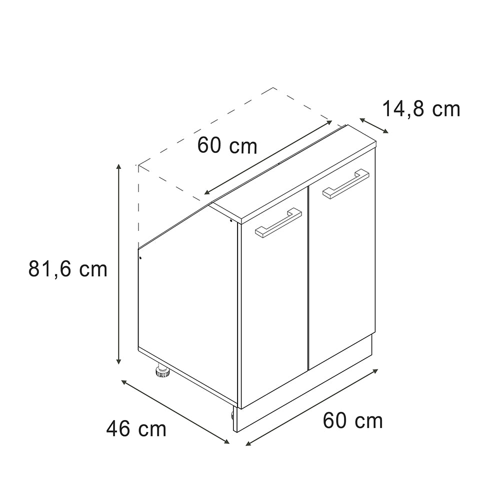 Vicco Mobile cucina sottotetto Ondulazione bianca 60 cm con 2 porte