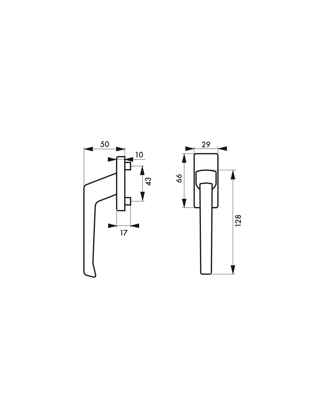 Maniglia finestra argento con viti di montaggio - THIRARD