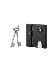 Serratura da applicare, quadro maniglia 7mm, sinistra, incontro incassabile, asse 40mm, 110x70mm, nero, 2 chiavi - THIRARD