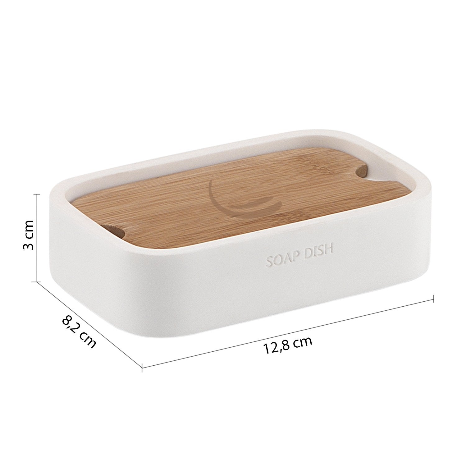 Portasapone d'appoggio in resina e bambù 1311 Gedy serie NINFEA Bianco Matt