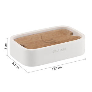 Portasapone d'appoggio in resina e bambù 1311 Gedy serie NINFEA Bianco Matt