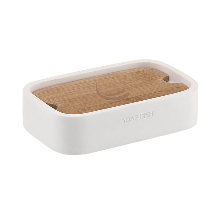 Portasapone d'appoggio in resina e bambù 1311 Gedy serie NINFEA Bianco Matt