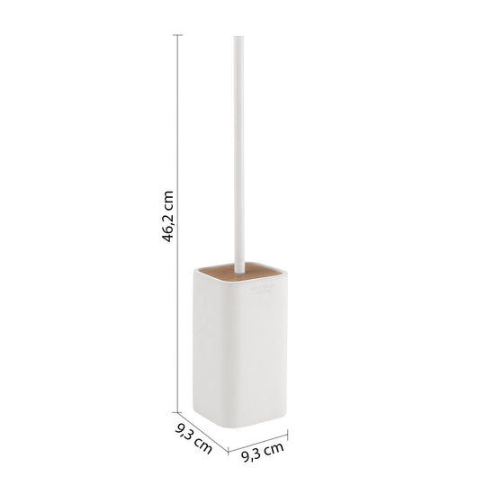 Scopino WC con ciuffo in setole d'appoggio in resina e bambù 1333 Gedy serie NINFEA Bianco Matt