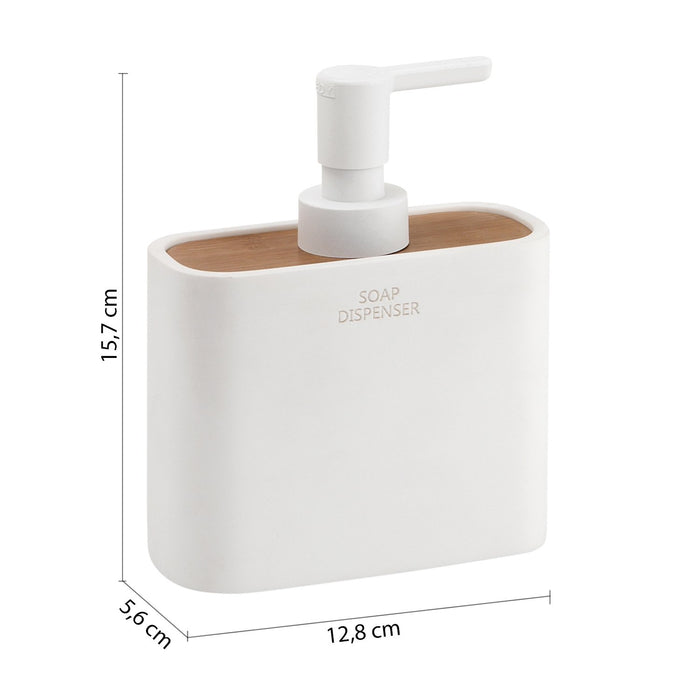Dosasapone con erogatore in plastica d'appoggio in resina e bambù 1380 Gedy serie NINFEA Bianco Matt