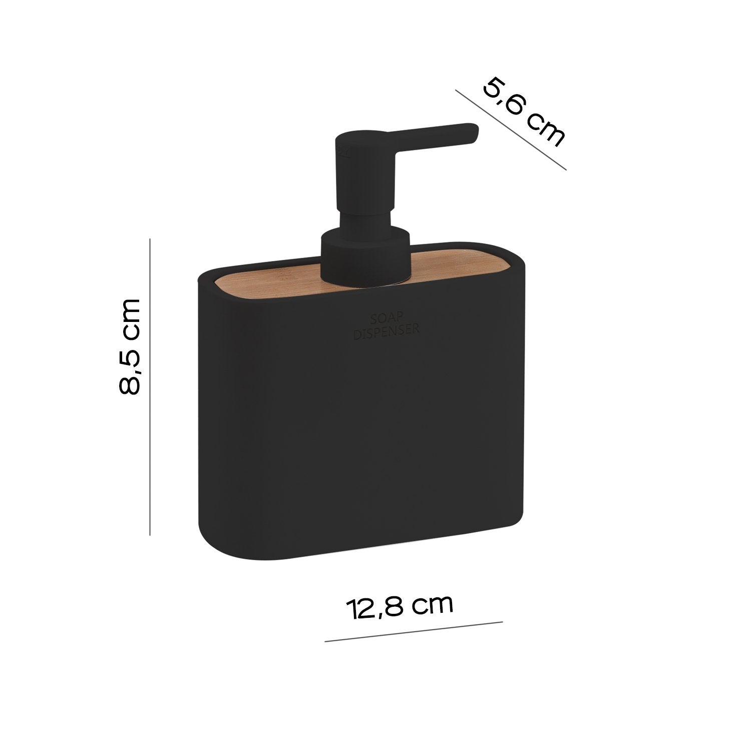 Dosasapone con erogatore in plastica d'appoggio in resina e bambù 1380 Gedy serie NINFEA Nero Matt