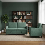 Set di Divani con Storage 2 pz Verde Mare Poliestere 3429201