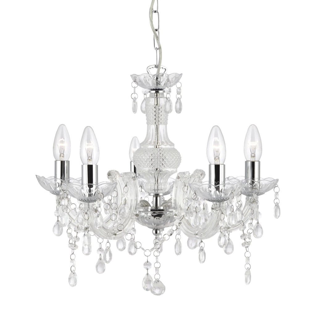 Lampadario Classico Marie Therese Vetro Trasparente Policarbonato 5 Luci E14