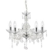 Lampadario Classico Marie Therese Vetro Trasparente Policarbonato 5 Luci E14