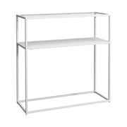 Tavolo consolle metallo e vetro temperato 80 x 80 x 30 cm bianco trasparente 03_0008580