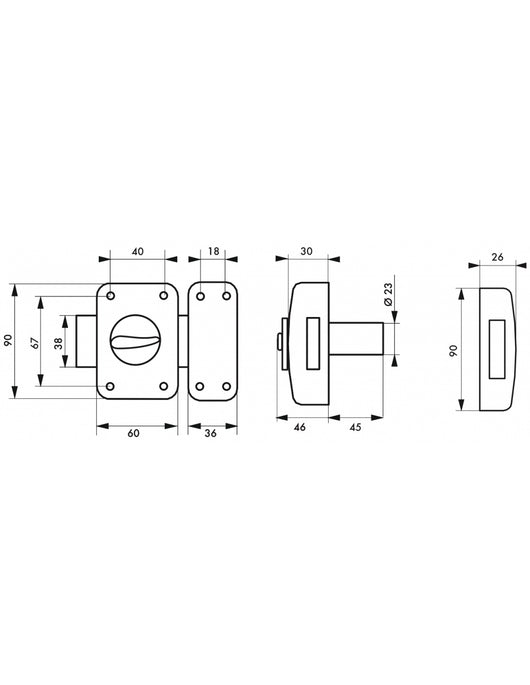 Serratura a chiavistello a pomolo Corvette per porta esterna, cilindro 45mm, acciaio, 3 chiavi, cromato - THIRARD