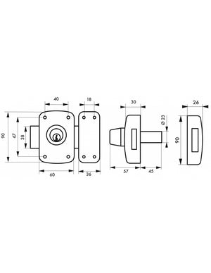 Serratura a chiavistello doppio cilindro Corvette per porta esterna, cilindro 45mm, acciaio, 3 chiavi, cromato - THIRARD