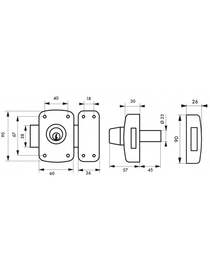 Serratura a chiavistello doppio cilindro Corvette per porta esterna, cilindro 45mm, acciaio, 3 chiavi, cromato - THIRARD