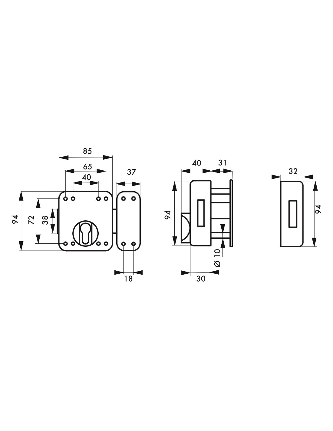 Serratura a chiavistello doppio cilindro Rafale per porta esterna a cilindro, acciaio, epoxy bianco - THIRARD