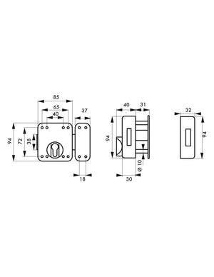 Serratura a chiavistello doppio cilindro Rafale per porta esterna a cilindro, acciaio, epoxy bianco - THIRARD