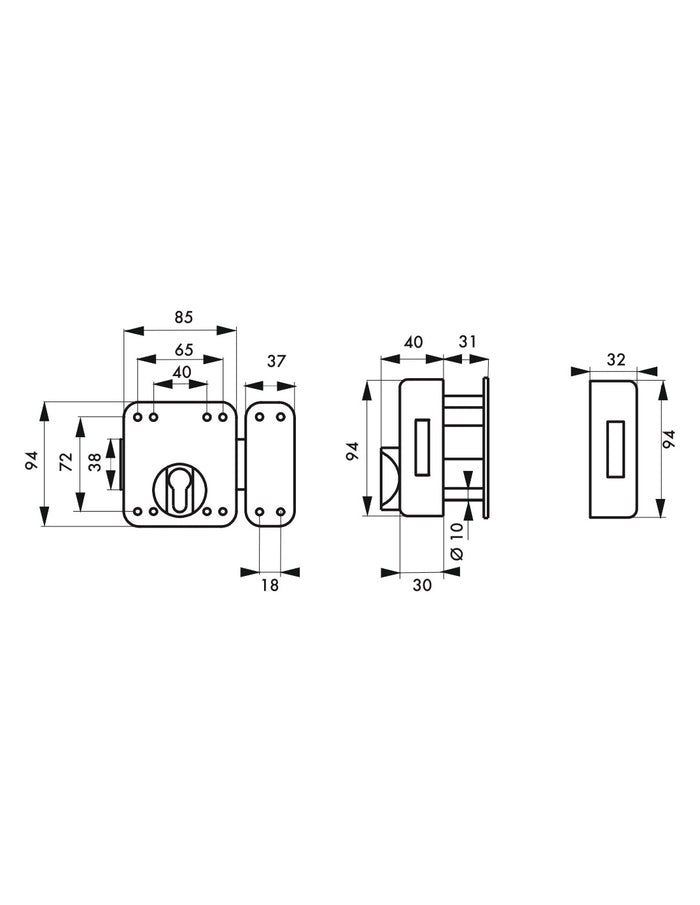 Serratura a chiavistello doppio cilindro Rafale per porta esterna a cilindro, acciaio, epoxy bianco - THIRARD