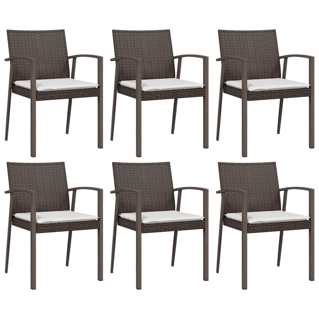 Set Pranzo da Giardino 7 pz con Cuscini in Polyrattan e Acciaio 3186994