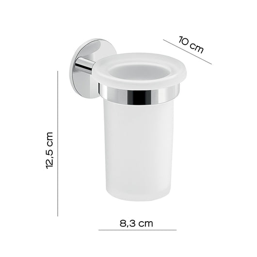 Portaspazzolini da muro in ottone e alluminio 3610 Gedy serie GEA Cromato