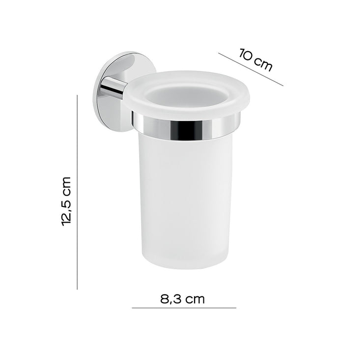 Portaspazzolini da muro in ottone e alluminio 3610 Gedy serie GEA Cromato