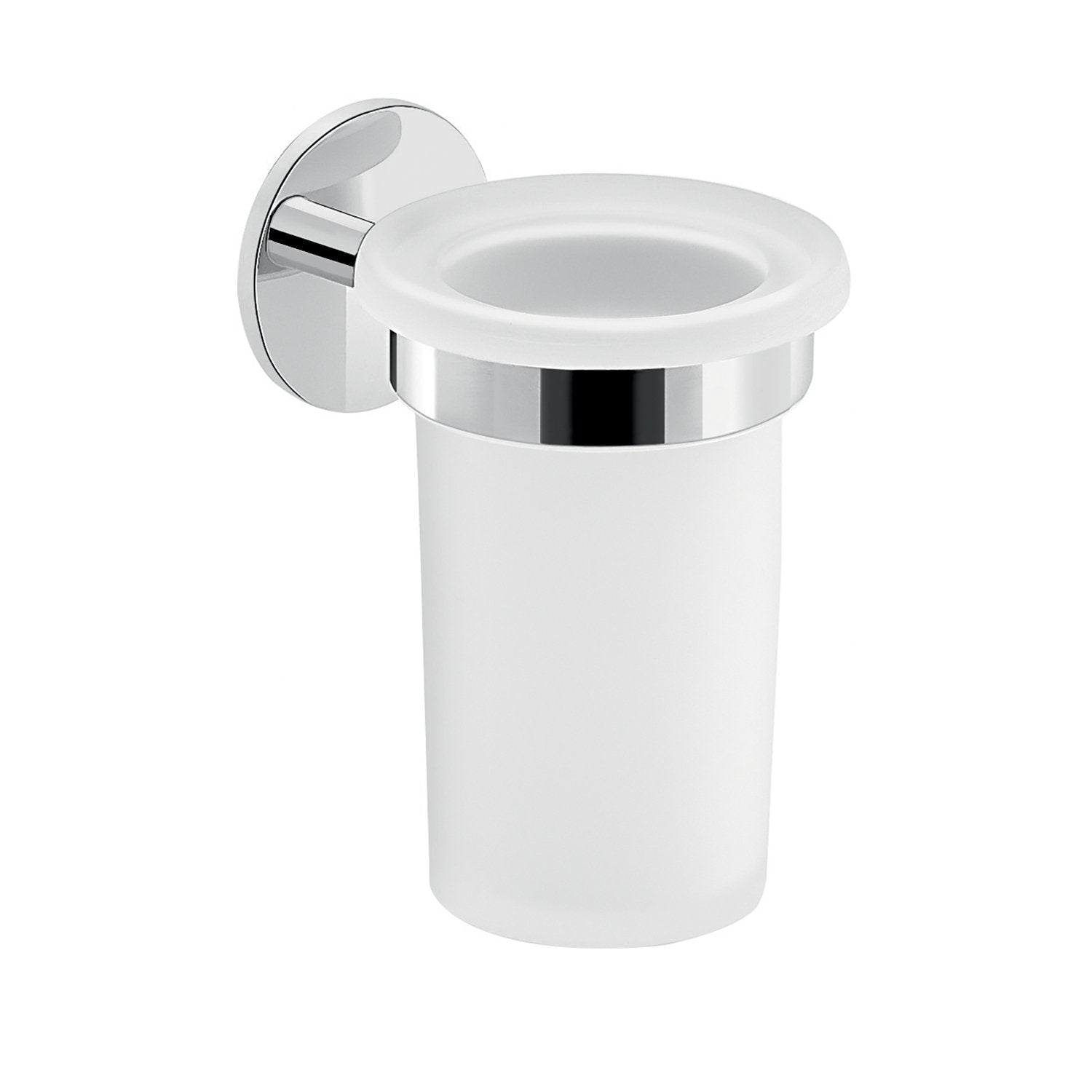 Portaspazzolini da muro in ottone e alluminio 3610 Gedy serie GEA Cromato