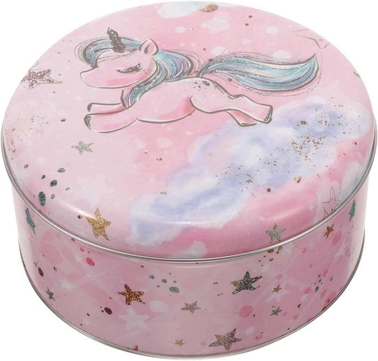 Set di contenitore per biscotti unicorn, scatola di biscotti di Pasqua, contenitore di caramella rossa a forma di cerchio 8 cm