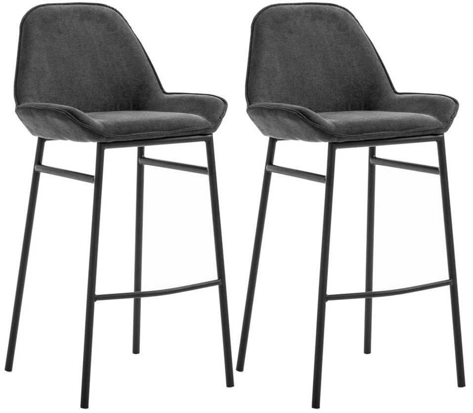 Set 2 Sgabelli 49,5x41x105 cm in Similpelle Grigio Scuro