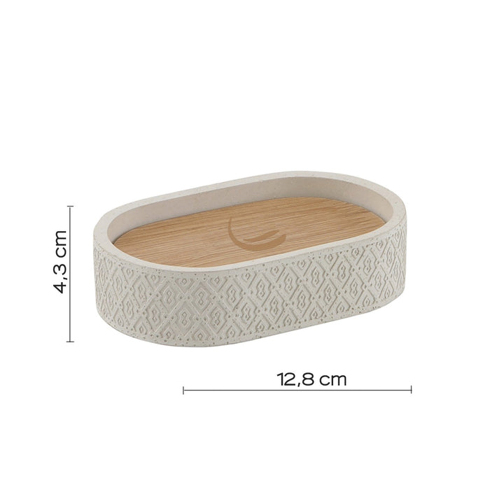 Portasapone d'appoggio in cemento e bambù 4911 Gedy serie AFRODITE Grigio