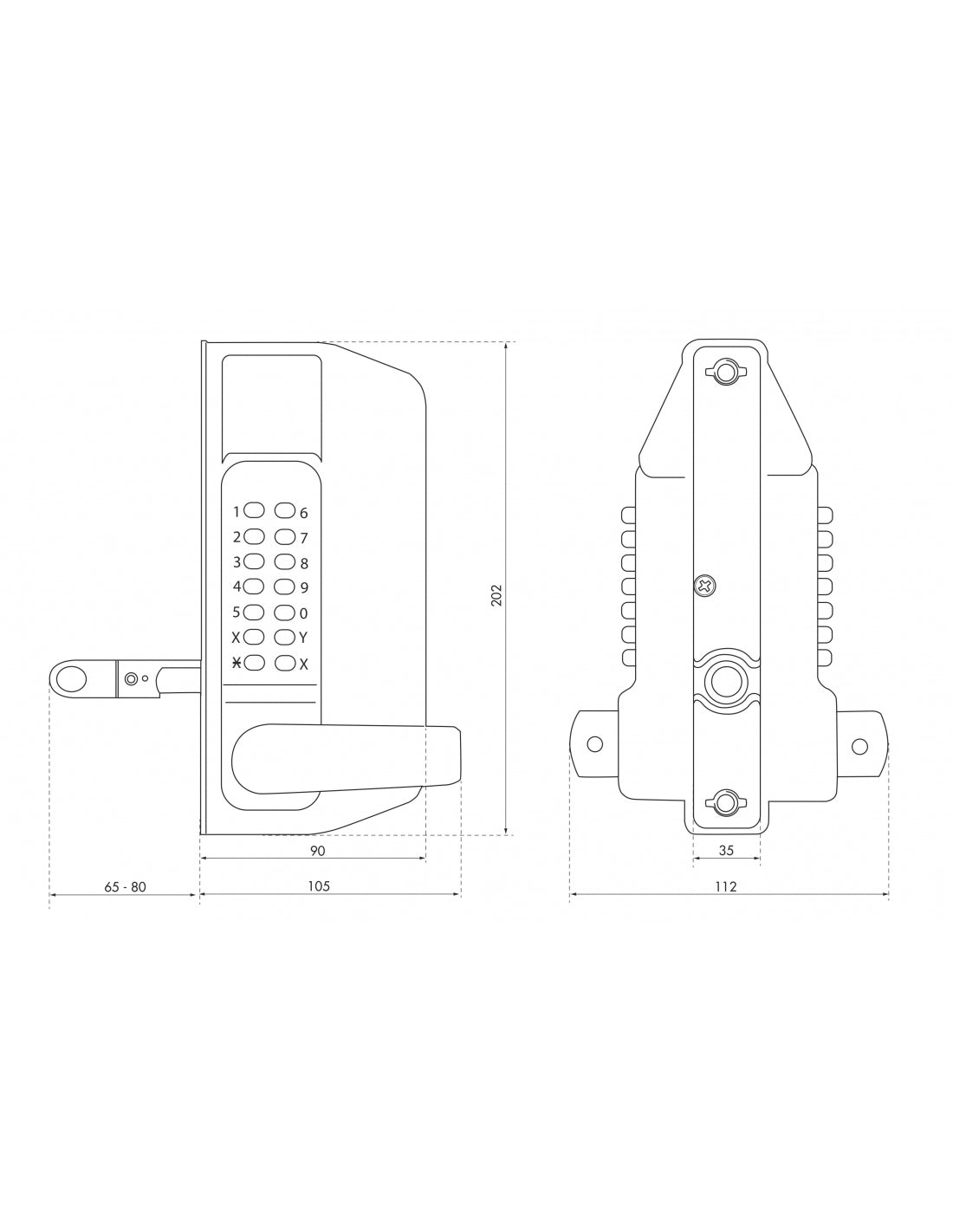 Serratura a combinazione per porte e cancelli, da esterno, da applicare - THIRARD