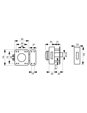 Serratura a chiavistello a pomolo Rafale per porta esterna, cilindro 45mm, acciaio, 3 chiavi, époxy bonze - THIRARD