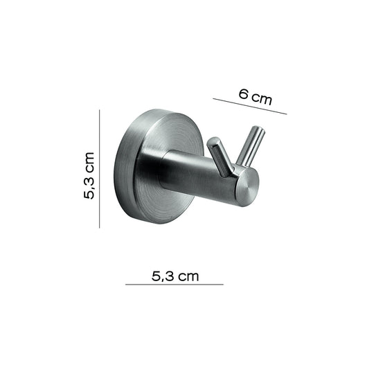 Appendiabiti doppio da muro in acciaio inox AISI 304 Gedy 5026 serie PROJECT Satinato