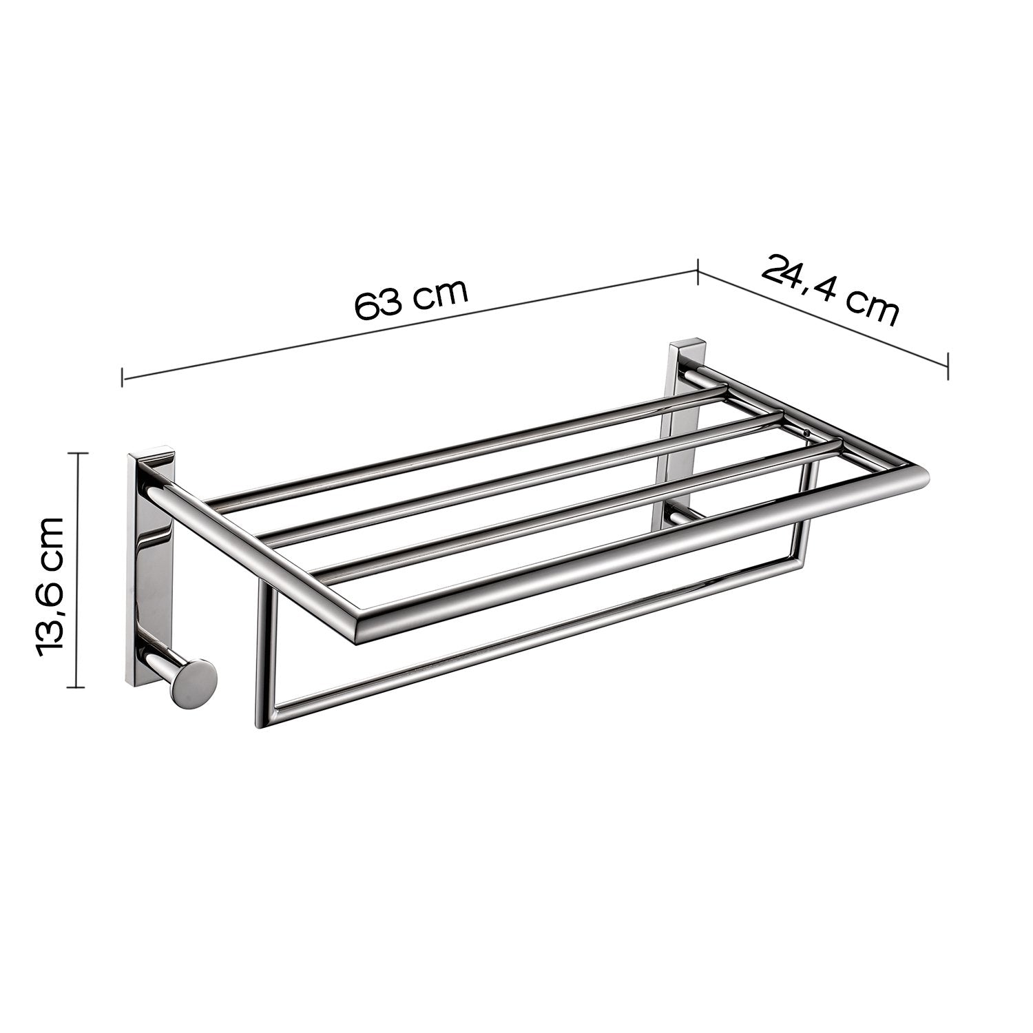 Mensola portasciugamani doppia da muro in acciaio inox AISI 304 Gedy 5035 serie PROJECT Cromato