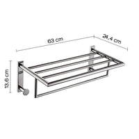 Mensola portasciugamani doppia da muro in acciaio inox AISI 304 Gedy 5035 serie PROJECT Cromato