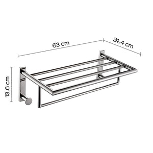 Mensola portasciugamani doppia da muro in acciaio inox AISI 304 Gedy 5035 serie PROJECT Cromato