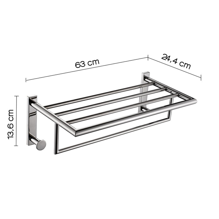 Mensola portasciugamani doppia da muro in acciaio inox AISI 304 Gedy 5035 serie PROJECT Cromato