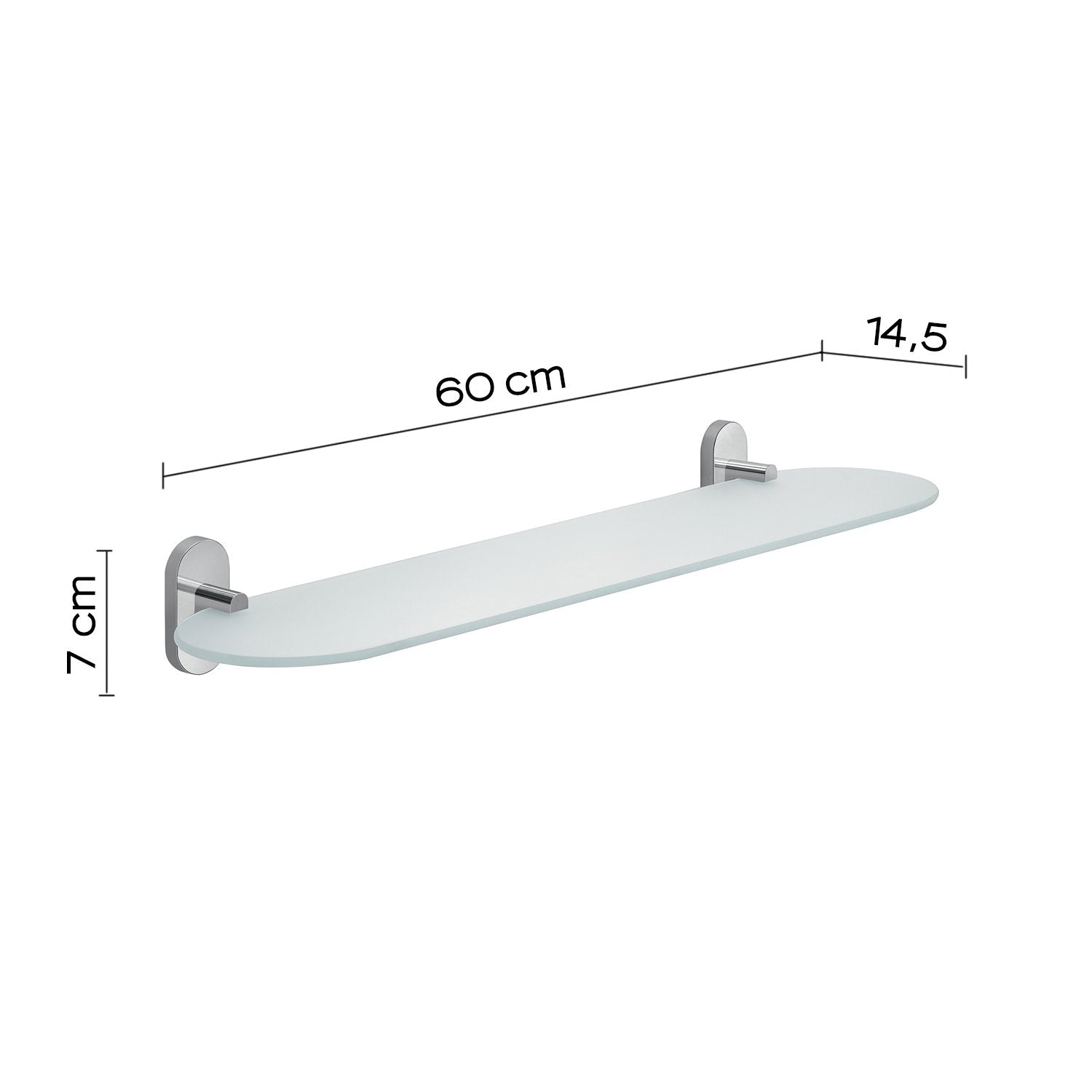 Mensola 60 cm in vetro temperato 5319-60 Gedy serie FEBO Cromato