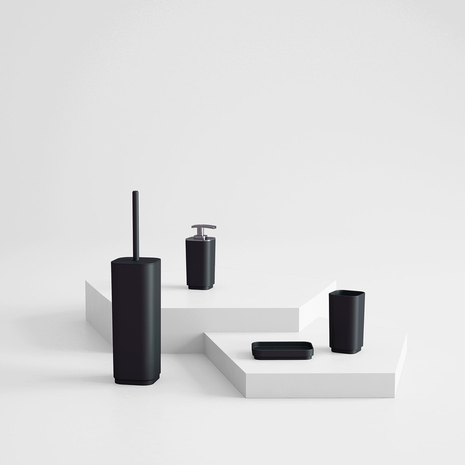 Set completo 4 pezzi d'appoggio in plastica riciclata SE99 serie Gedy SEVENTY Nero Matt