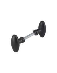 Coppia di Pomelli ovoïdes per porta esterna, quadro 7x90mm, 1 lato, nero - THIRARD