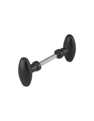 Coppia di Pomelli ovoïdes per porta esterna, quadro 7x90mm, 1 lato, nero - THIRARD