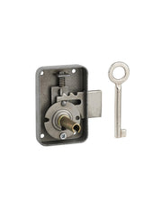 Serratura per mobile, mobilio, sinistra, asse 25mm, 50x70mm, grigio, 1 chiave - THIRARD
