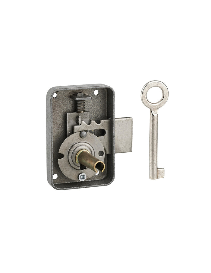 Serratura per mobile, mobilio, sinistra, asse 25mm, 50x70mm, grigio, 1 chiave - THIRARD